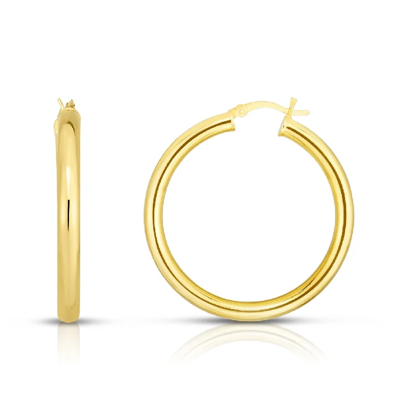 women's earrings with cluster diamonds -Midi Gold Hoop Earrings