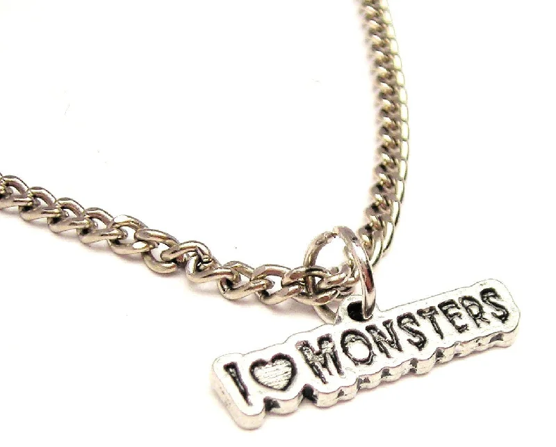 women's necklaces emerald -I Love Monsters Single Charm Necklace