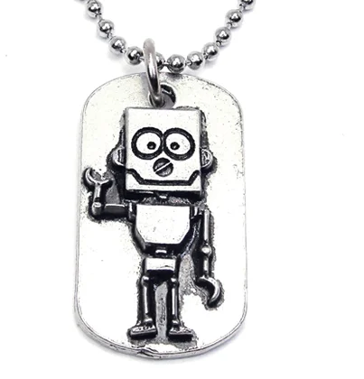 women's necklaces with charm -Robot Catalog Dog Tag Necklace