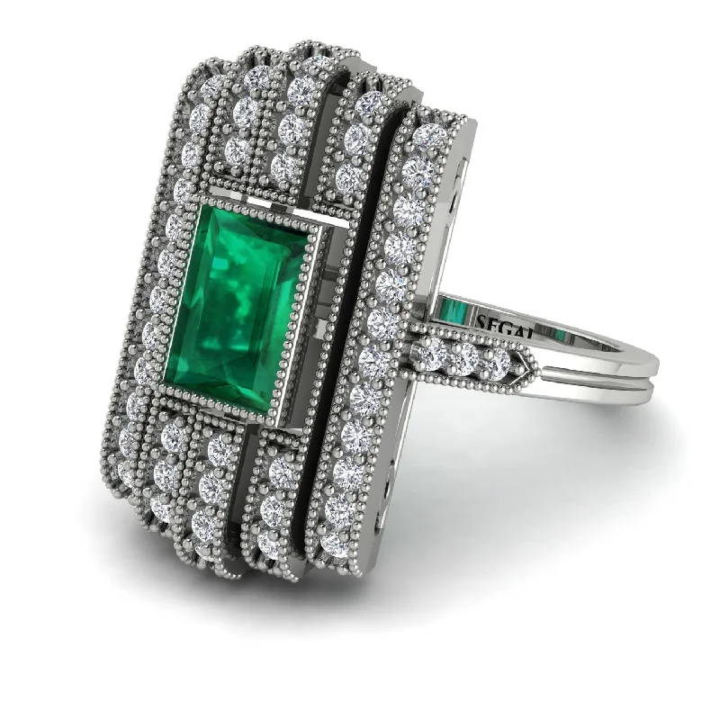 women's rings vintage-inspired -Unmatched Style Gold Baguette Emerald Ring - Jean No. 6