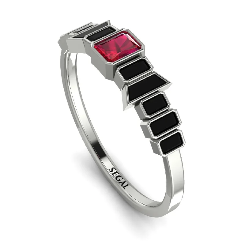 women's rings with polished finish -Emerald Ruby Mix Band - Valerie No. 42