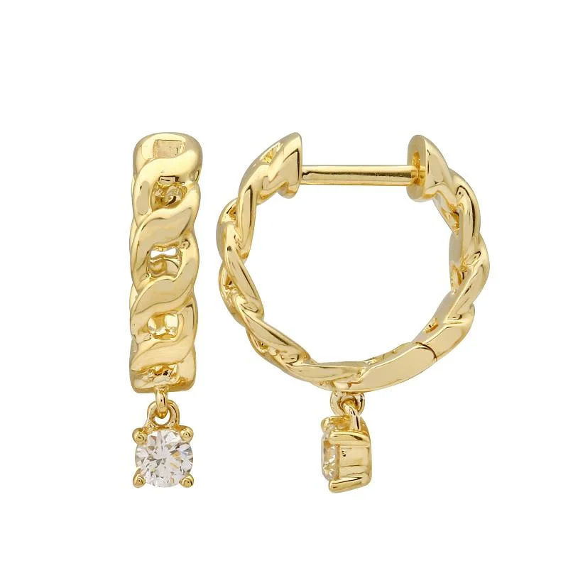 women's earrings with geometric studs -Gold Link Diamond Huggies