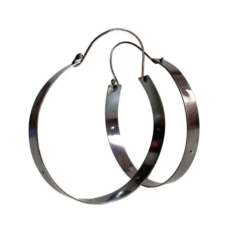 women's earrings for evening parties -Nickel Free Large Silver Hoops - Black Statement Earrings - 2 1/2" Wide