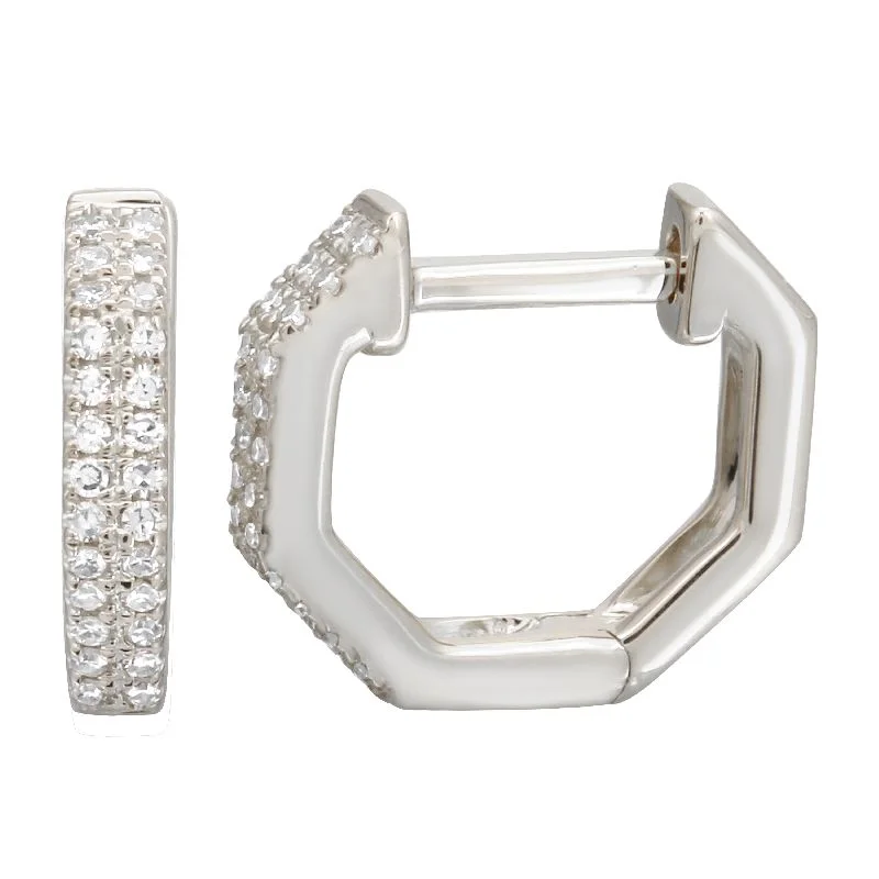 women's earrings hoop silver -Single 14k Gold Octo Diamond Huggie Earring