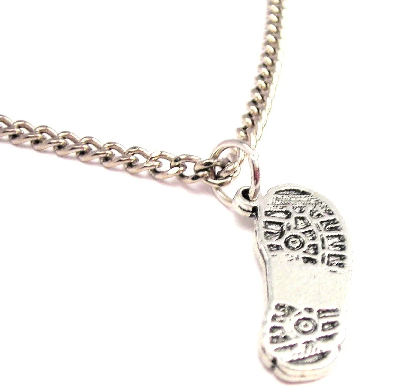 women's necklaces with compass charm -Combat Boot Print Single Charm Necklace