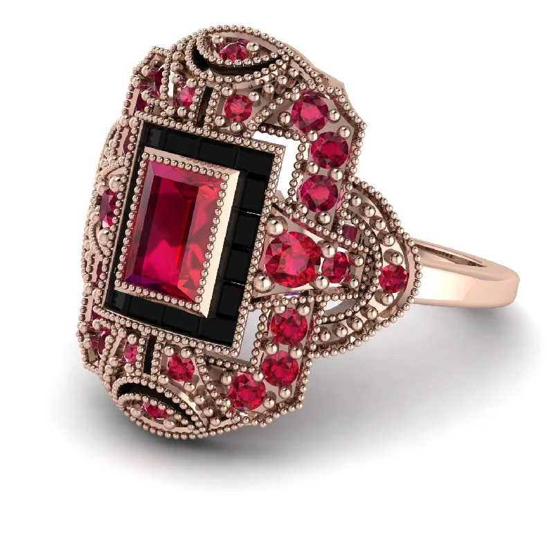 women's rings gold -Victorian Gold Ring With Ruby - Janice No. 41