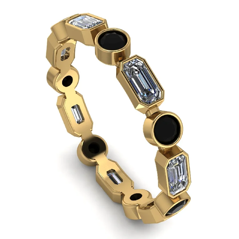 women's rings eternity band -Emerald Cut Diamond Bezel Eternity Ring - Genevieve No. 31