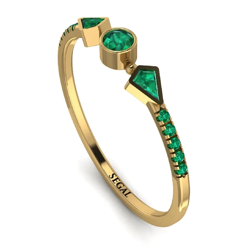 women's rings with celestial design -Minimalist Geometric Emerald Ring - Kimberly No. 19