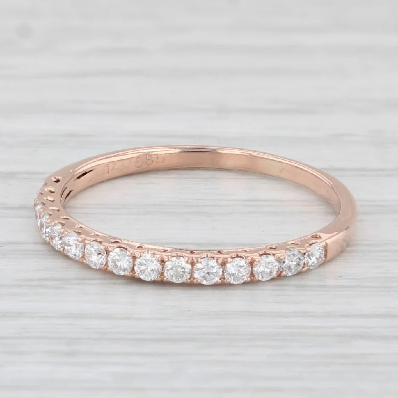 engagement rings with contemporary touch -0.33ctw Diamond Band 14k Rose Gold Size 7.5 Stackable Wedding Anniversary Band