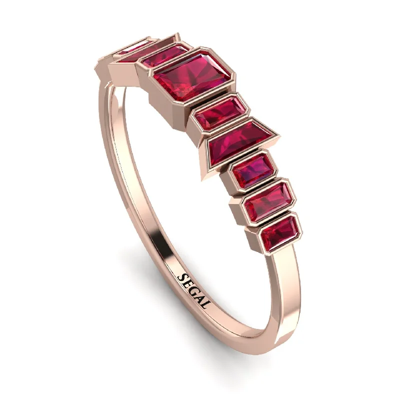 women's rings custom-made -Emerald Ruby Mix Band - Valerie No. 56