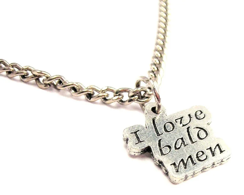 women's necklaces chain -I Love Bald Men Single Charm Necklace