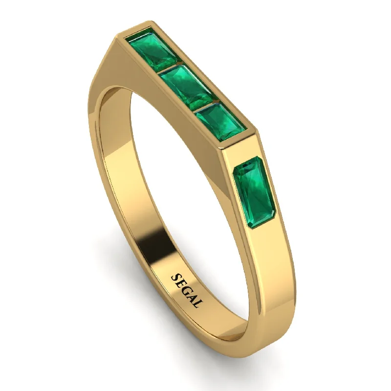 women's rings nature-inspired -Emerald Cut Thin Emerald Signature Ring - Sara No. 19