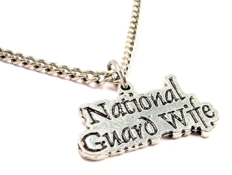 women's necklaces with intricate design -National Guard Wife Single Charm Necklace