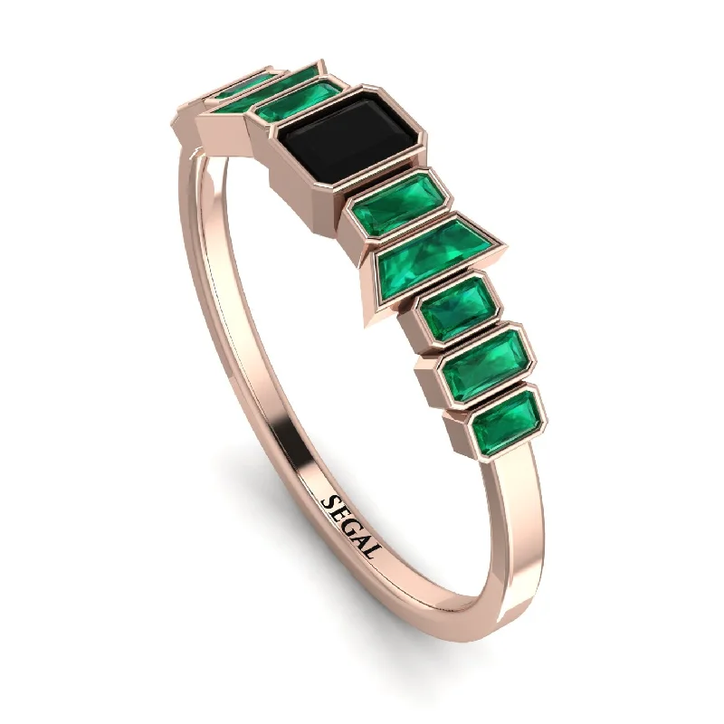 women's rings eternity band -Emerald Black Diamond Mix Band - Valerie No. 23