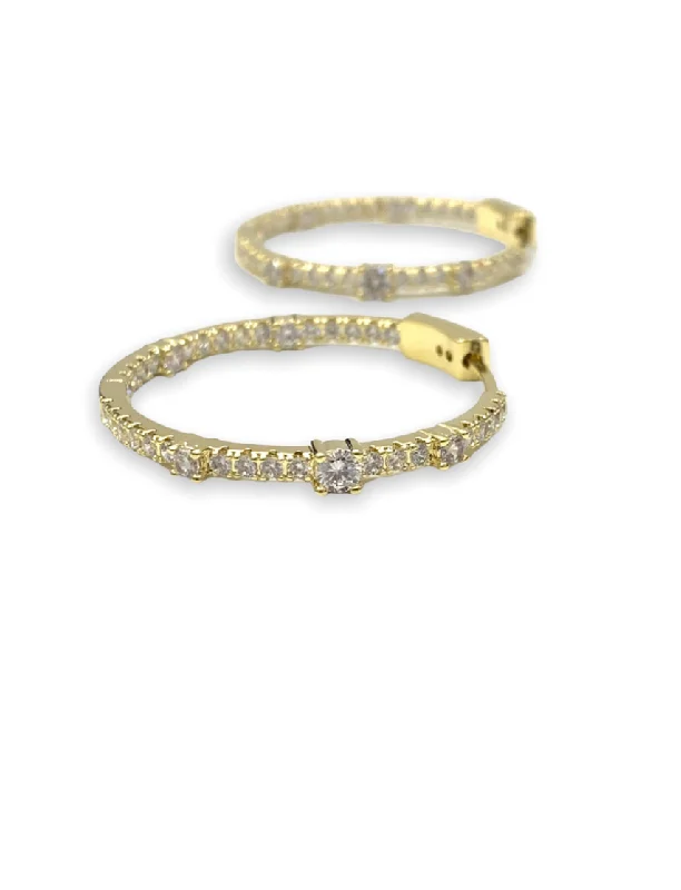 women's earrings with diamonds -Inside Out Hoop Earrings, Gold