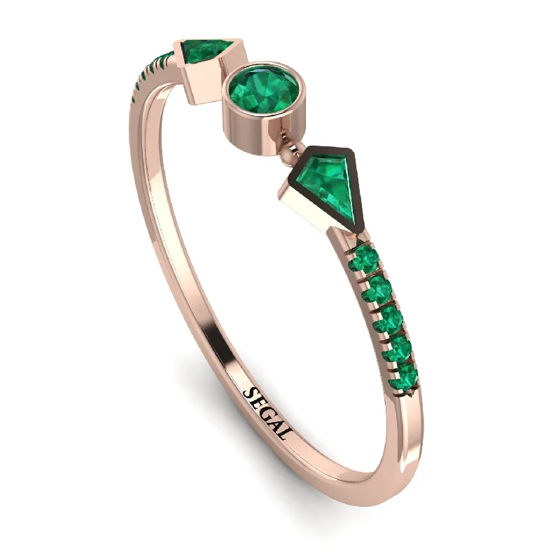 women's rings with crystal accents -Minimalist Geometric Emerald Ring - Kimberly No. 20