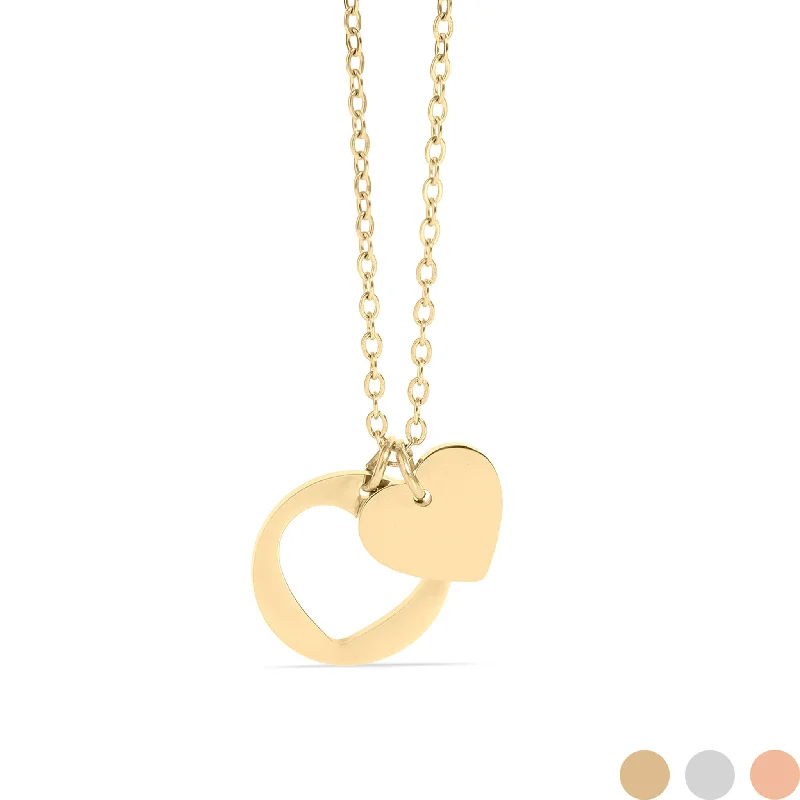 women's necklaces with star-shaped pendant -Stainless Steel Heart Cutout Necklace with 2" Extension / SBB0310