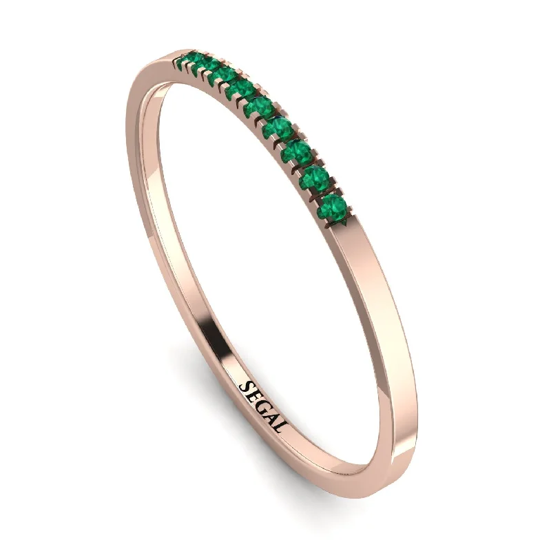 women's rings boho style -Thin Eternity Emerald Band - Daisy No. 5