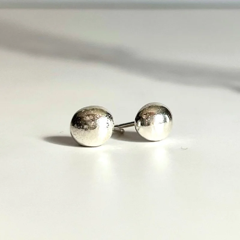 women's earrings classic style -Pebble Shaped Argentium Silver Stud Earrings - Nickel Free