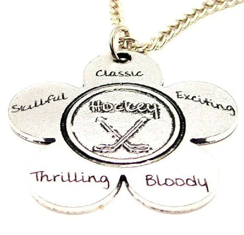 women's necklaces for anniversary -The Hockey Flower Single Charm Necklace