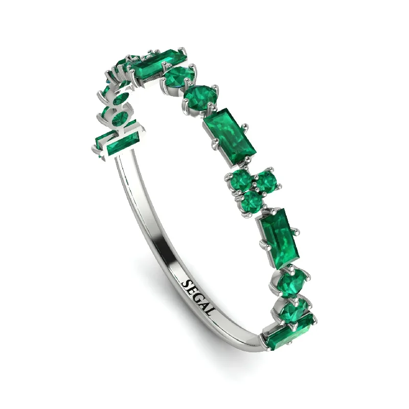 women's rings with halo diamonds -Eternity Mix Emerald Ring - Jocelyn No. 6