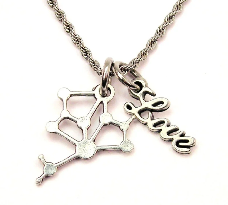 women's necklaces nameplate necklace -DNA Molecule 20" Chain Necklace With Cursive Love Accent