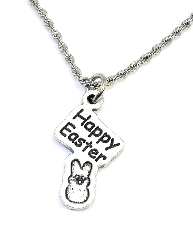 women's necklaces chain -Happy Easter Bunny Single Charm Necklace