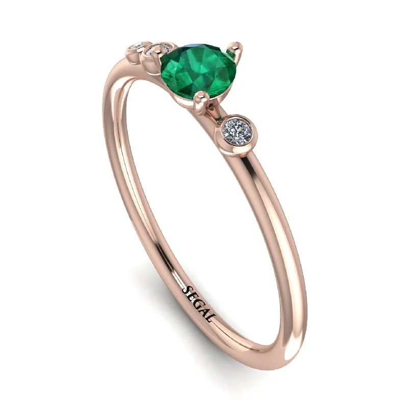 women's rings with multi-colored stones -Minimalist Thin Emerald Ring - Brielle No. 5