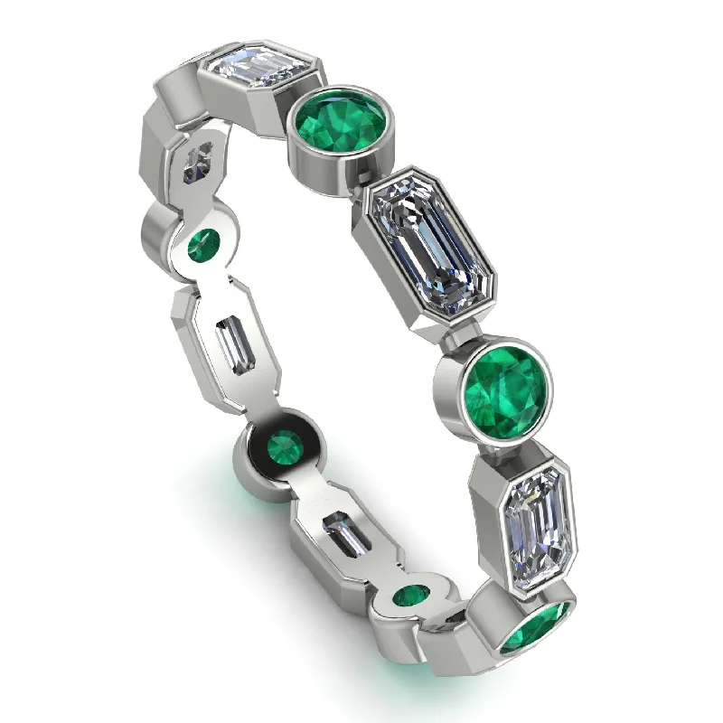 women's rings animal-shaped -Emerald Cut Diamond Bezel Eternity Ring - Genevieve No. 18