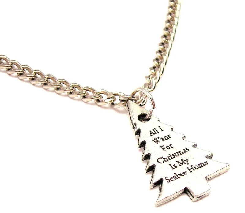 women's necklaces personalized -All I Want For Christmas Is My Seabee Home Single Charm Necklace