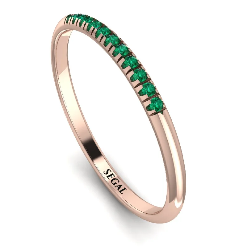 women's rings with unique setting -Half Eternity Band With Emerald - Ayla No. 5