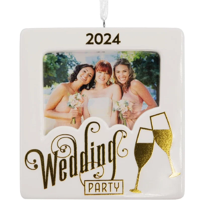 engagement rings with custom made diamonds -Hallmark Wedding Party Photo Holder 2024 Christmas Ornament