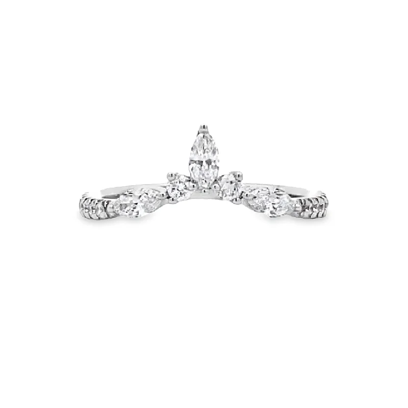 engagement rings with princess cut diamond -Curved Diamond Wedding/Anniversary Band in White Gold by Gabriel NY