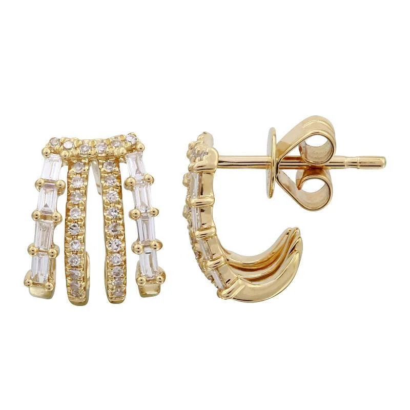 women's earrings with diamond studs -Diamonds and Baguettes Cage Earrings