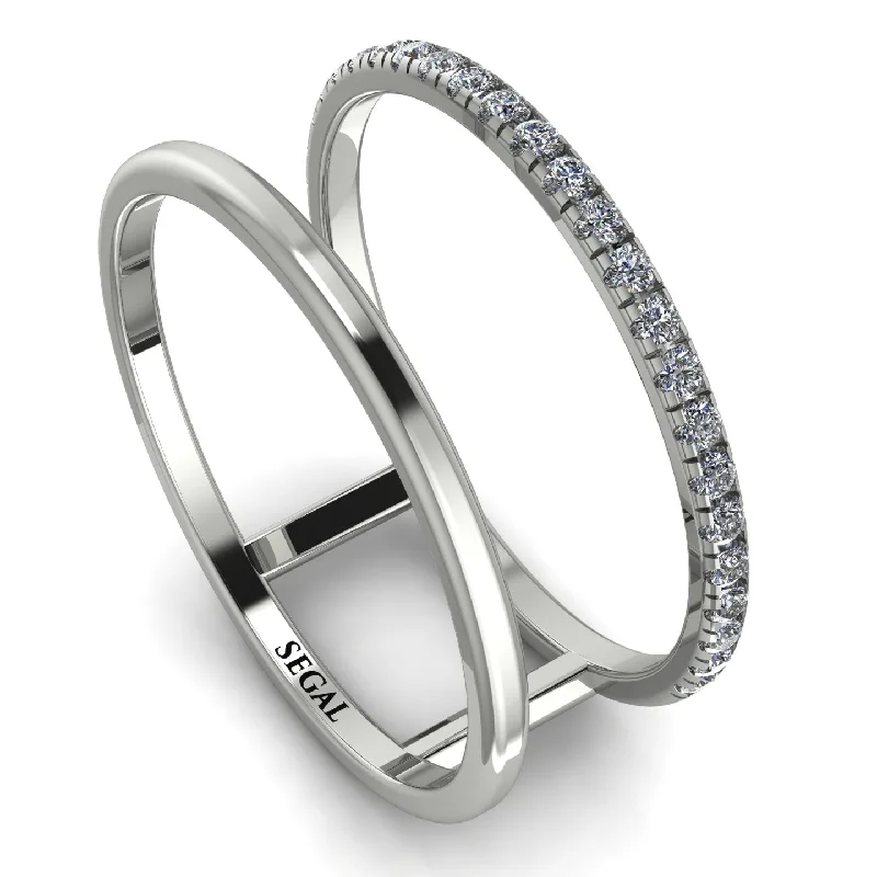 women's rings stackable band -Thin Double Diamond Band Ring - Morgan No. 3