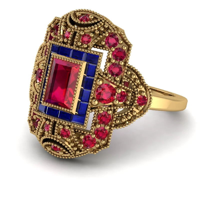 women's rings trendy -Victorian Gold Ring With Ruby - Janice No. 70