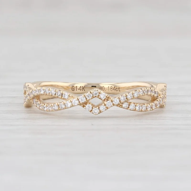 engagement rings with antique style -New 0.18ctw Woven Diamond Band 14k Yellow Gold Size 6.75 Wedding Stackable Ring