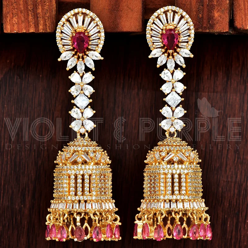 women's earrings vintage-inspired -Zirconia Jhumka Earrings