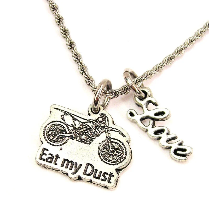 women's necklaces bridal jewelry -Eat My Dust 20" Chain Necklace With Cursive Love Accent