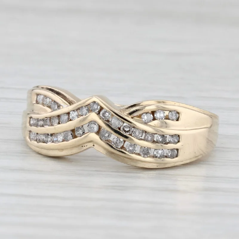 engagement rings with delicate details -0.19ctw Diamond Contoured V Ring 10k Gold Stackable Band Wedding Anniversary