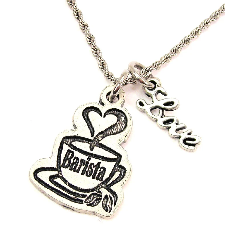 women's necklaces celebrity style -Barista 20" Chain Necklace With Cursive Love Accent