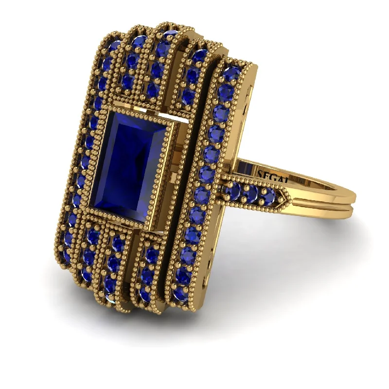 women's rings with princess-cut diamond -Unmatched Style Gold Baguette Sapphire Ring - Jean No. 73