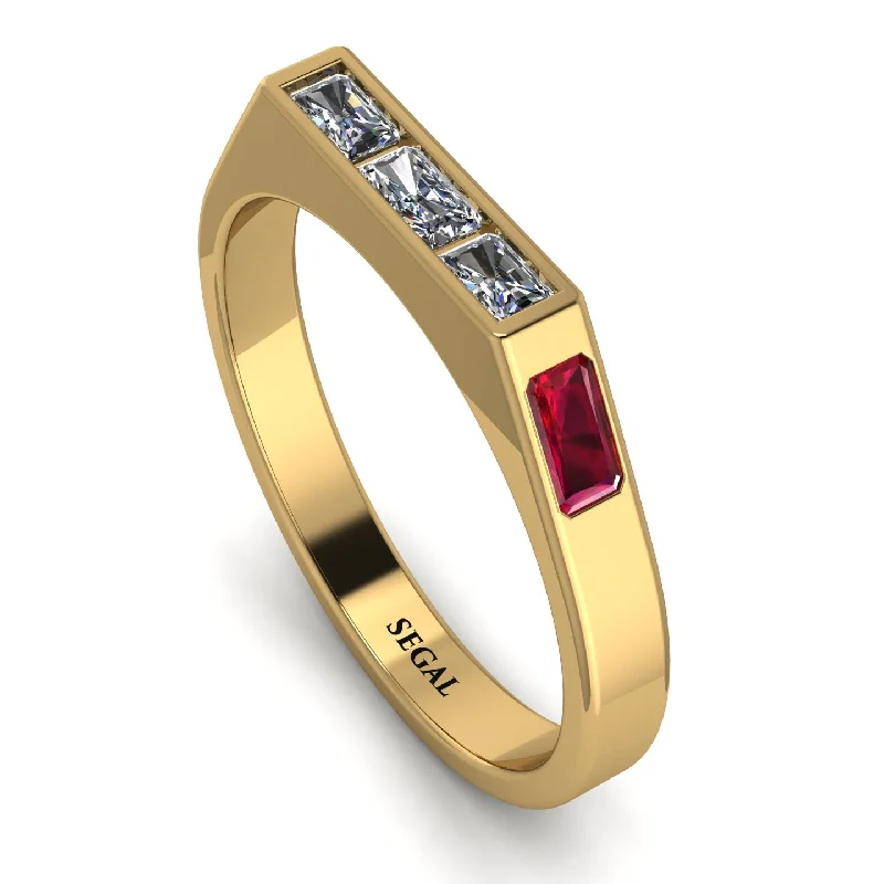 women's rings with symbolic meaning -Emerald Cut Thin Diamond Signature Ring - Sara No. 46