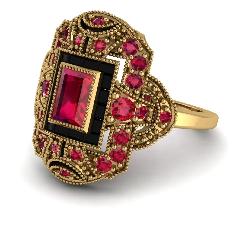 women's rings with romantic appeal -Victorian Gold Ring With Ruby - Janice No. 40