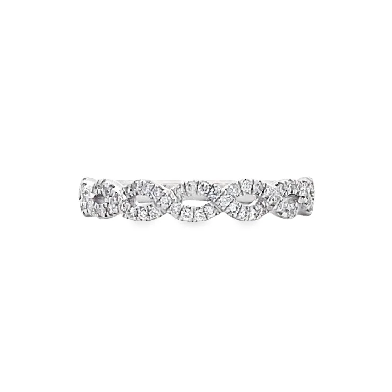 engagement rings with side stones -Diamond Twist Wedding/Anniversary Band in White Gold by Gabriel NY