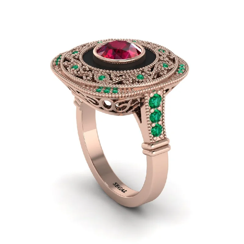 women's rings engagement ring -Fancy Art Deco Ruby Ring - Pauline No. 26