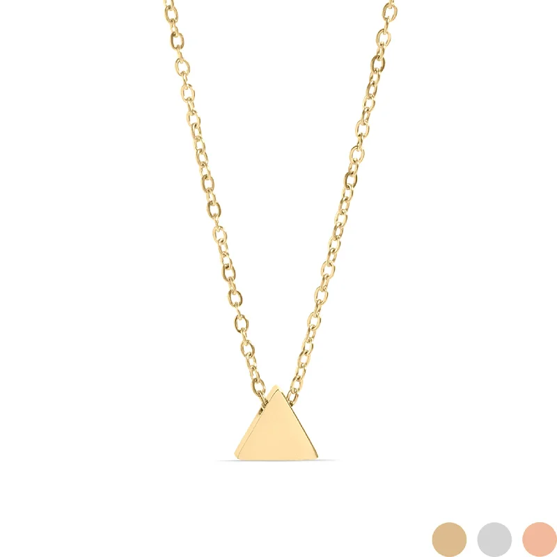 women's necklaces with anchor design -Stainless Steel Mini Triangle Necklace / SBB0345