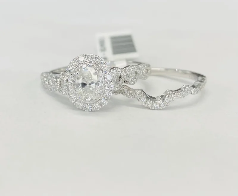 engagement rings for anniversary -Neil Lane Oval Diamond Double Halo Wedding Set 1 1/3CTW