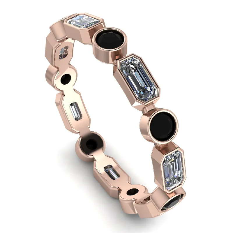 women's rings solitaire -Emerald Cut Diamond Bezel Eternity Ring - Genevieve No. 32