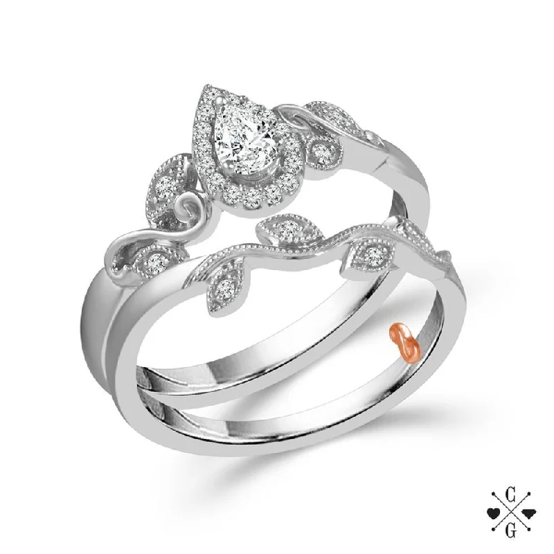 engagement rings with asymmetrical band -Forever Day Wedding Set